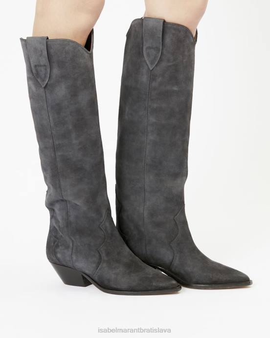Isabel Marant unisex semišové čižmy denvee V6XH743 obuv vyblednutá čierna