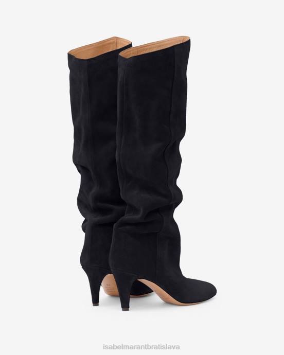 Isabel Marant unisex semišové čižmy lispa V6XH809 obuv vyblednutá čierna