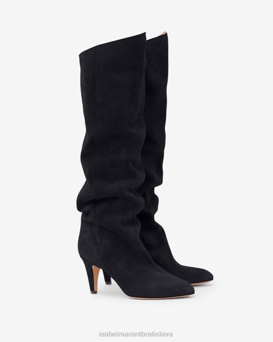 Isabel Marant unisex semišové čižmy lispa V6XH809 obuv vyblednutá čierna