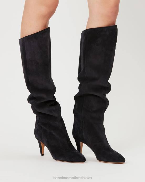 Isabel Marant unisex semišové čižmy lispa V6XH809 obuv vyblednutá čierna