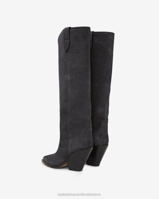 Isabel Marant unisex semišové kožené čižmy lomero V6XH747 obuv vyblednutá čierna