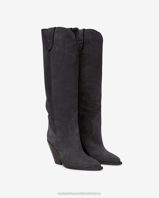 Isabel Marant unisex semišové kožené čižmy lomero V6XH747 obuv vyblednutá čierna