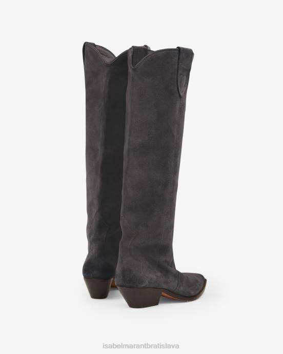 Isabel Marant unisex semišové kožené čižmy lomero V6XH747 obuv vyblednutá čierna