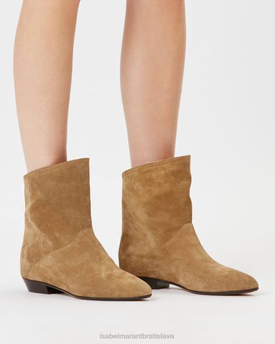 Isabel Marant unisex semišové kožené nízke čižmy solvan V6XH796 obuv taupe