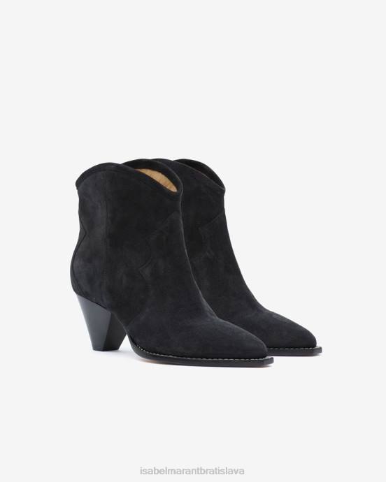 Isabel Marant unisex semišové členkové čižmy darizo V6XH764 obuv vyblednutá čierna