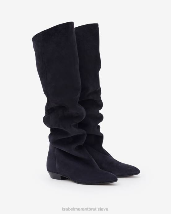 Isabel Marant unisex skarlet semišové ploché čižmy V6XH799 obuv vyblednutá čierna