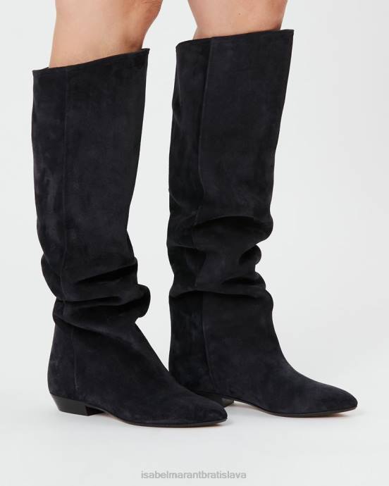 Isabel Marant unisex skarlet semišové ploché čižmy V6XH799 obuv vyblednutá čierna