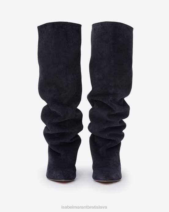 Isabel Marant unisex skarlet semišové ploché čižmy V6XH799 obuv vyblednutá čierna