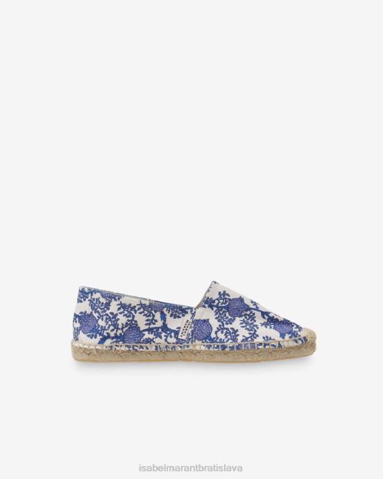 Isabel Marant unisex espadrilky na plátne s potlačou canae V6XH894 obuv modrá/ecru