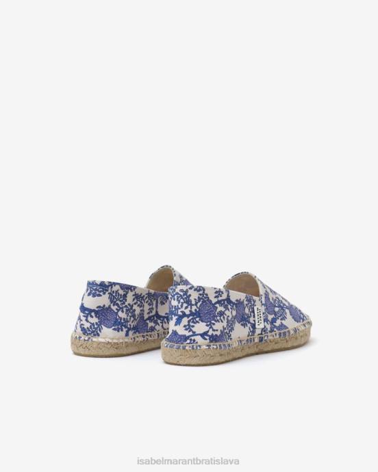 Isabel Marant unisex espadrilky na plátne s potlačou canae V6XH894 obuv modrá/ecru
