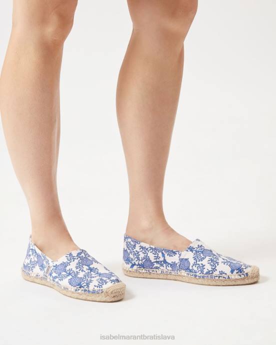 Isabel Marant unisex espadrilky na plátne s potlačou canae V6XH894 obuv modrá/ecru
