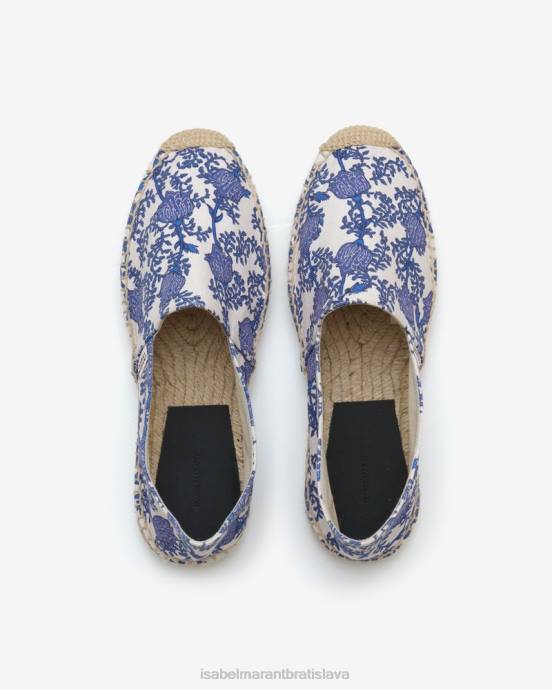 Isabel Marant unisex espadrilky na plátne s potlačou canae V6XH894 obuv modrá/ecru