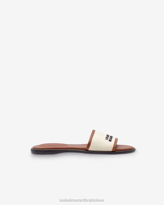 Isabel Marant unisex bavlnené sandále s logom vikee V6XH867 obuv ecru/koňak