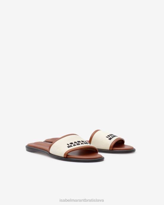 Isabel Marant unisex bavlnené sandále s logom vikee V6XH867 obuv ecru/koňak