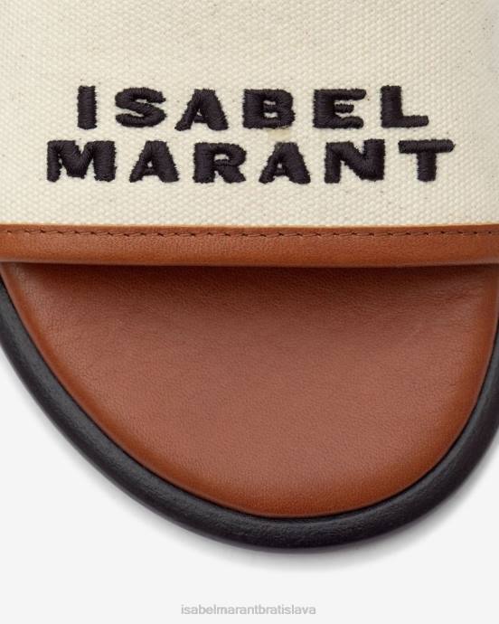 Isabel Marant unisex bavlnené sandále s logom vikee V6XH867 obuv ecru/koňak