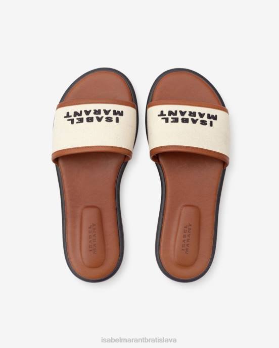 Isabel Marant unisex bavlnené sandále s logom vikee V6XH867 obuv ecru/koňak