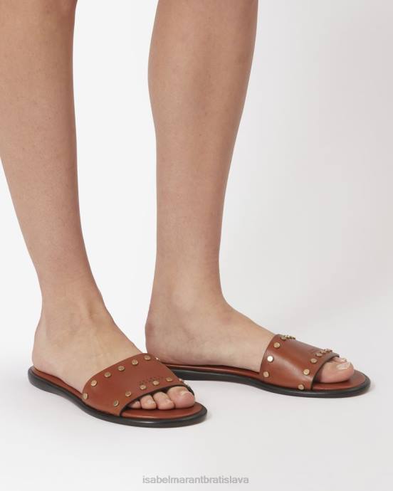 Isabel Marant unisex kožené sandále s logom vikee V6XH866 obuv koňak