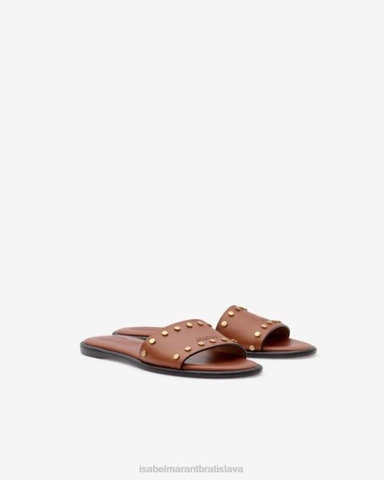 Isabel Marant unisex kožené sandále s logom vikee V6XH866 obuv koňak
