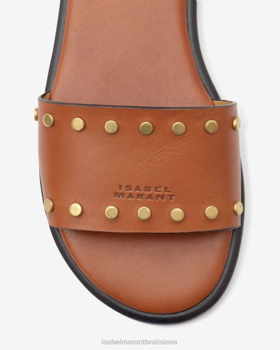 Isabel Marant unisex kožené sandále s logom vikee V6XH866 obuv koňak