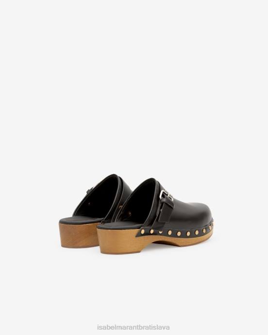 Isabel Marant unisex thalie kožený drevák V6XH848 obuv čierna