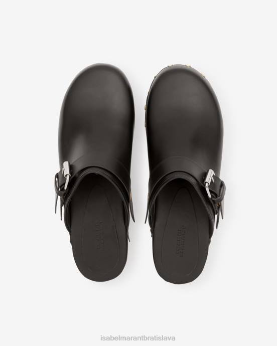 Isabel Marant unisex thalie kožený drevák V6XH848 obuv čierna