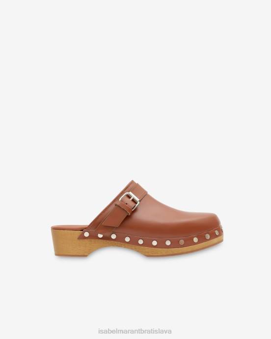 Isabel Marant unisex thalie kožený drevák V6XH849 obuv koňak