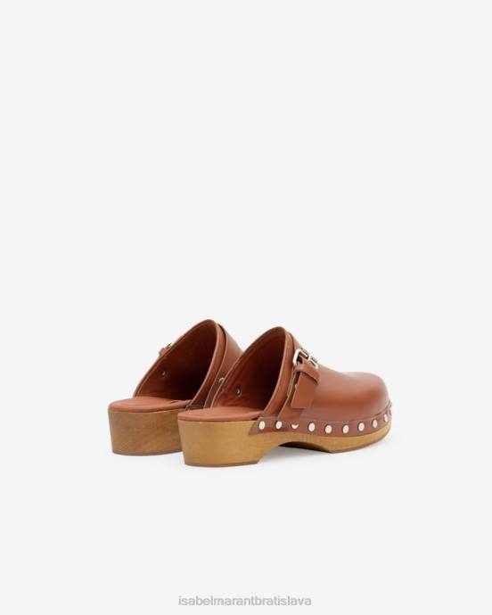 Isabel Marant unisex thalie kožený drevák V6XH849 obuv koňak