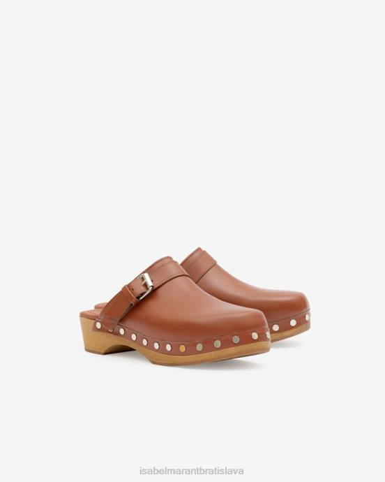 Isabel Marant unisex thalie kožený drevák V6XH849 obuv koňak