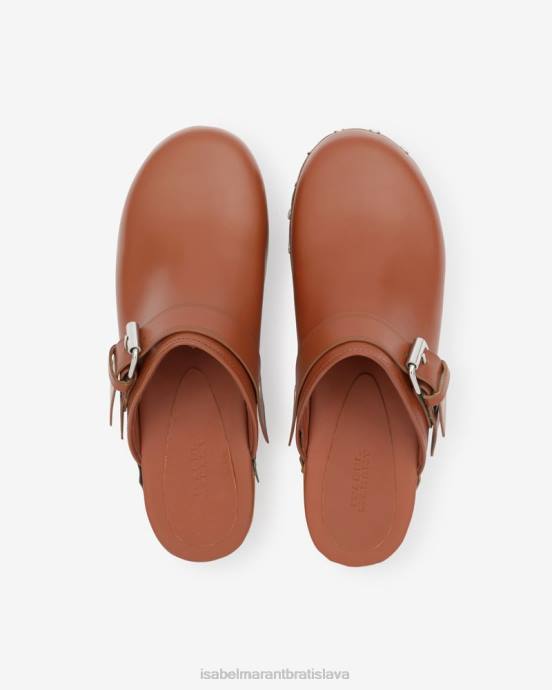 Isabel Marant unisex thalie kožený drevák V6XH849 obuv koňak