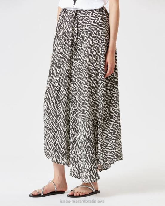Isabel Marant ženy alona dlhá monogramová sukňa V6XH602 oblečenie ecru/čierna