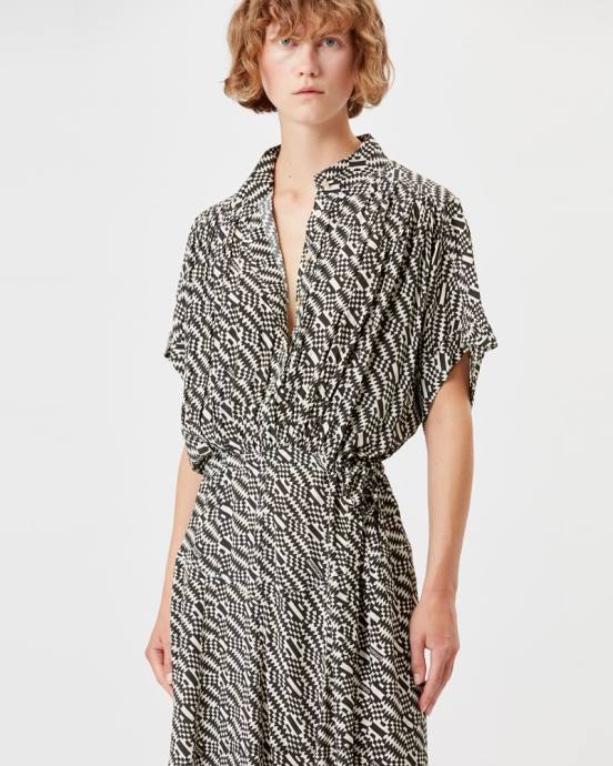 Isabel Marant ženy šaty s monogramom ansley V6XH601 oblečenie ecru/čierna