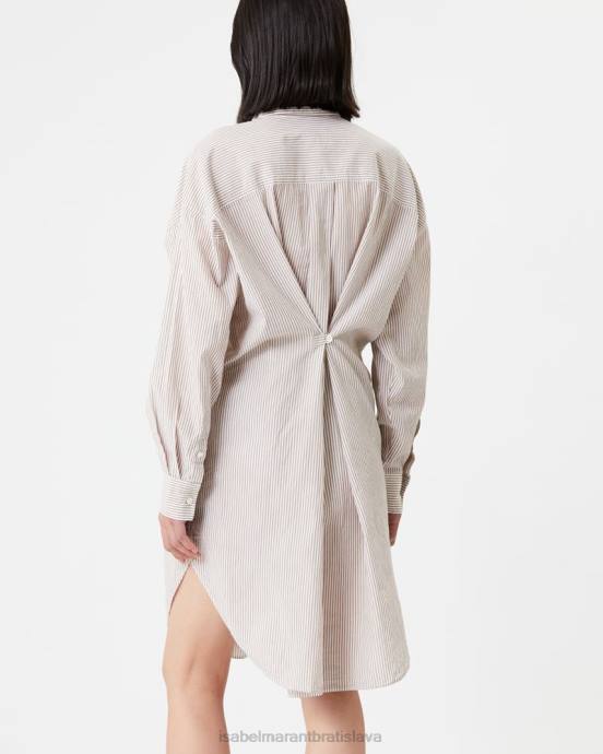 Isabel Marant ženy vidieť pruhované midi košeľové šaty V6XH614 oblečenie okrová