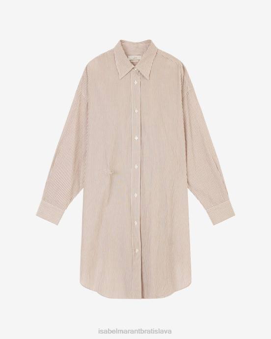 Isabel Marant ženy vidieť pruhované midi košeľové šaty V6XH614 oblečenie okrová