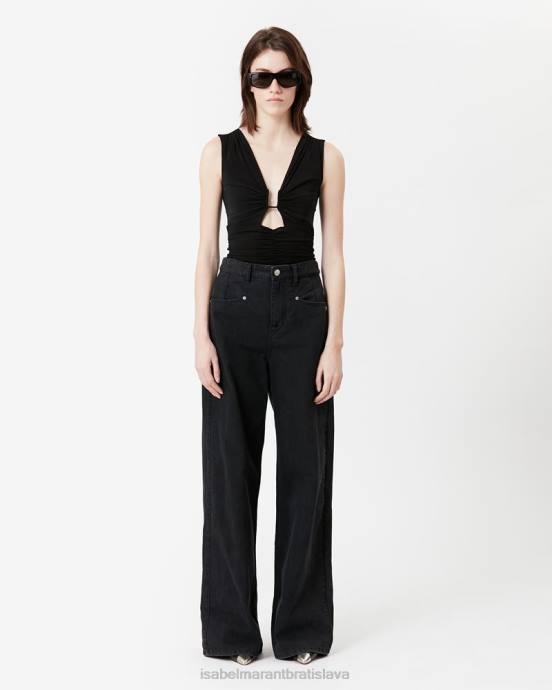 Isabel Marant ženy citrónové džínsy so širokými nohavicami V6XH230 oblečenie čierna