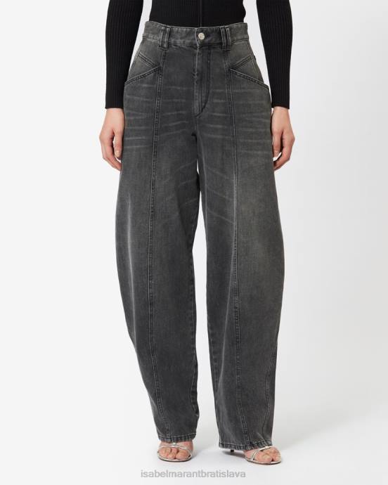 Isabel Marant ženy vetan denim nohavice V6XH228 oblečenie vyblednutá čierna