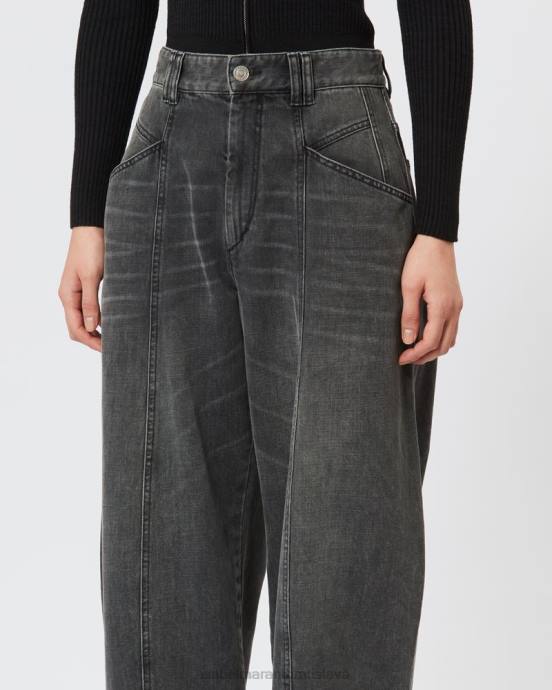 Isabel Marant ženy vetan denim nohavice V6XH228 oblečenie vyblednutá čierna