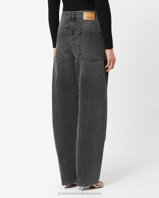Isabel Marant ženy vetan denim nohavice V6XH228 oblečenie vyblednutá čierna