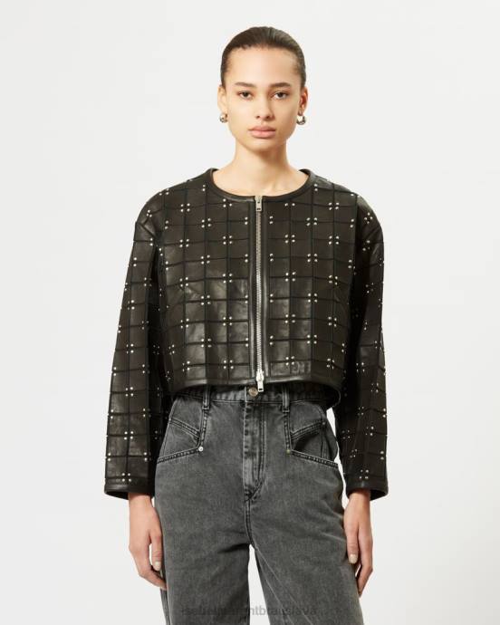Isabel Marant ženy kožená bunda rosana V6XH59 oblečenie čierna