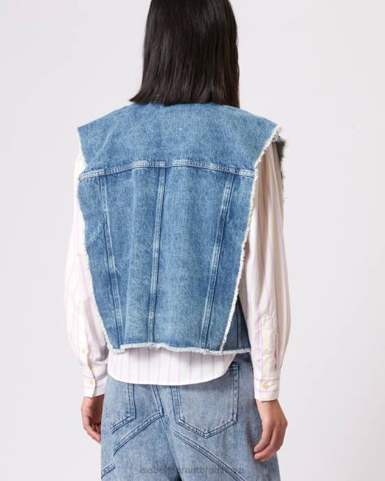 Isabel Marant ženy tyra džínsová bunda bez rukávov V6XH361 oblečenie svetlo modrá