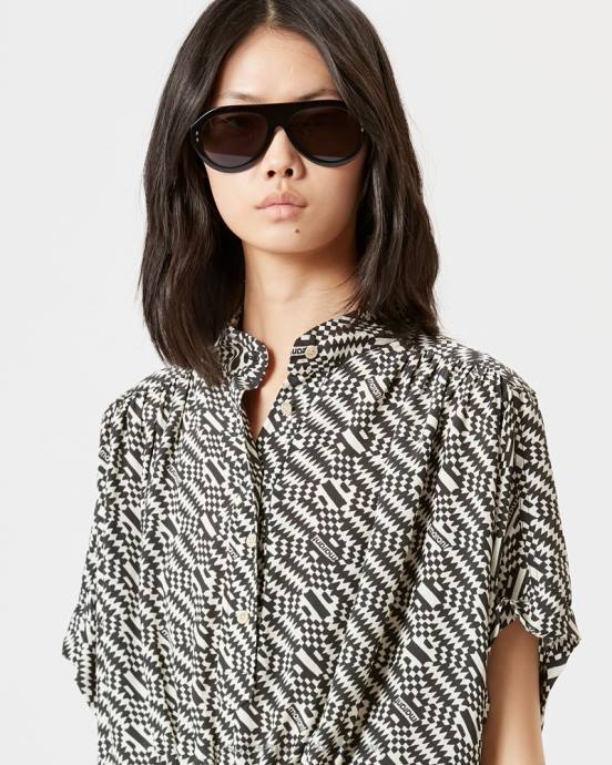 Isabel Marant ženy azalka monogram top V6XH499 oblečenie ecru/čierna