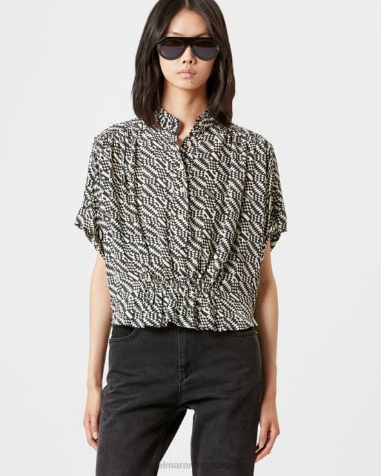 Isabel Marant ženy azalka monogram top V6XH499 oblečenie ecru/čierna