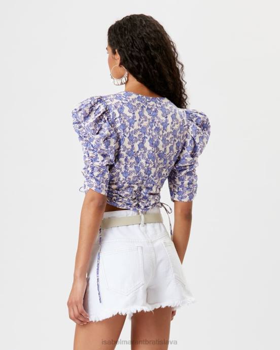 Isabel Marant ženy bavlnený crop top galaor s kvetinovou potlačou V6XH513 oblečenie kráľovská modrá