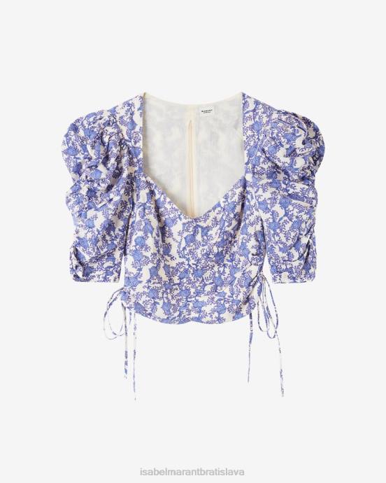 Isabel Marant ženy bavlnený crop top galaor s kvetinovou potlačou V6XH513 oblečenie kráľovská modrá