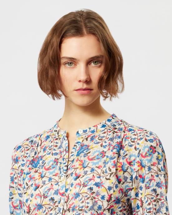 Isabel Marant ženy bavlnený top maria V6XH489 oblečenie biela/modrá