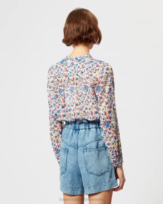 Isabel Marant ženy bavlnený top maria V6XH489 oblečenie biela/modrá