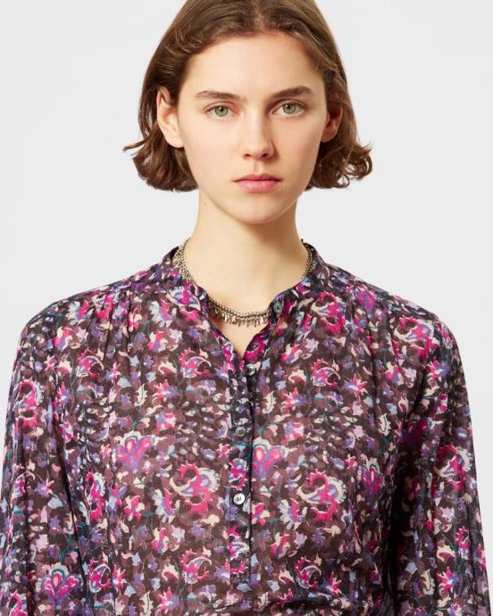Isabel Marant ženy bavlnený top maria V6XH490 oblečenie polnočná/ružová