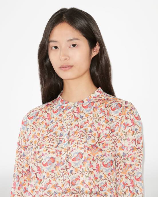 Isabel Marant ženy bavlnený top maria V6XH491 oblečenie ecru/oranžová