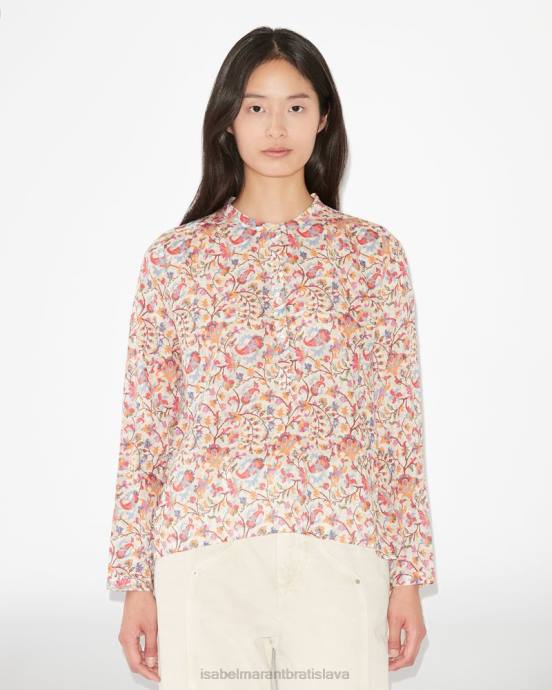 Isabel Marant ženy bavlnený top maria V6XH491 oblečenie ecru/oranžová