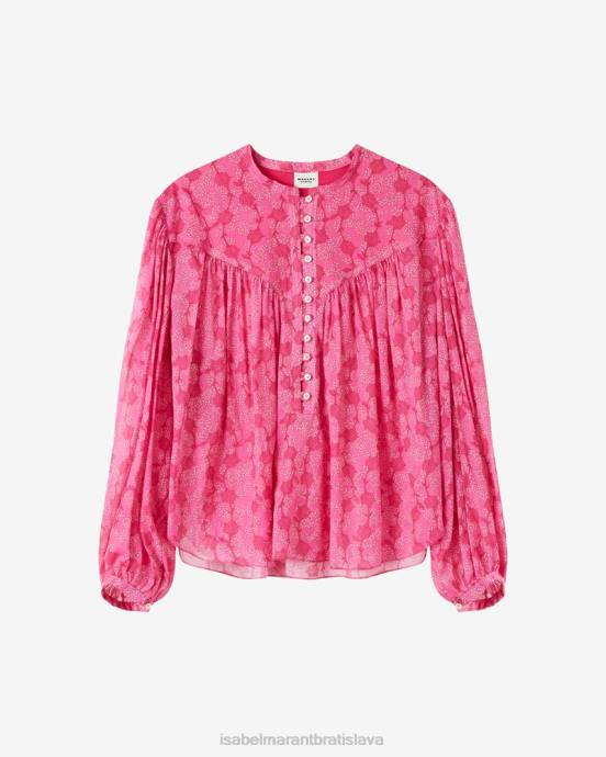 Isabel Marant ženy bavlnený top salika s kvetinovou potlačou V6XH518 oblečenie fuchsiová