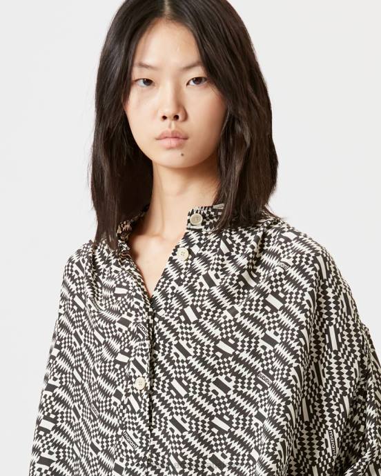 Isabel Marant ženy berangere monogram top V6XH498 oblečenie ecru/čierna